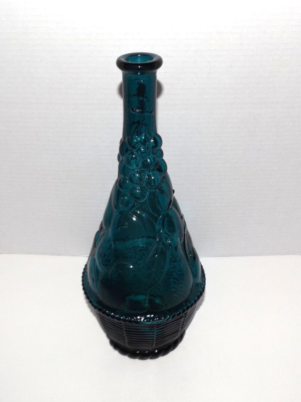 1960s Blue Empoli Fruit Basket Italian Art Glass Genie Bottle No Stopper